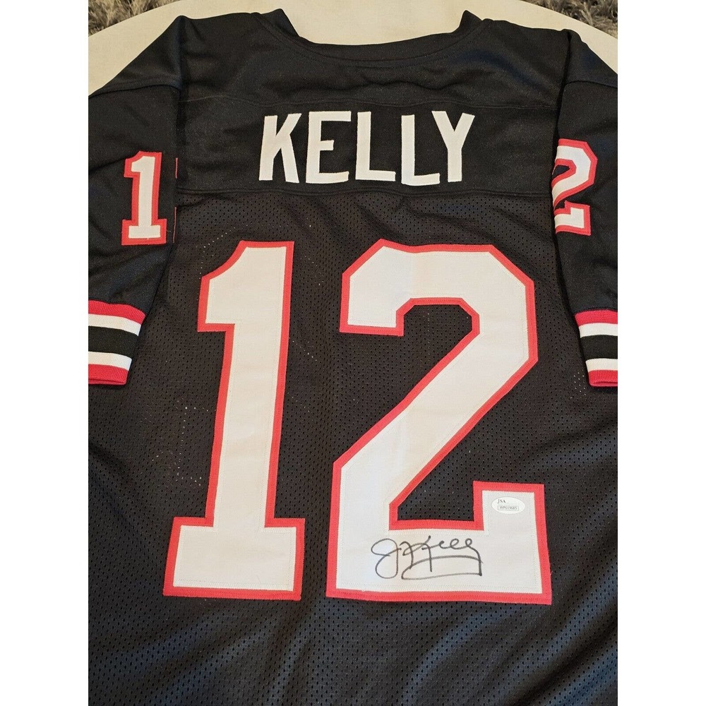 Jim Kelly Autographed/Signed Jersey Jsa Sticker Houston Gamblers